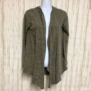 Green hooded cardigan sweater